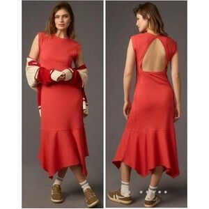 Daily Practice by Anthropologie NWT Highline Open Back Maxi Dress Size LP Red